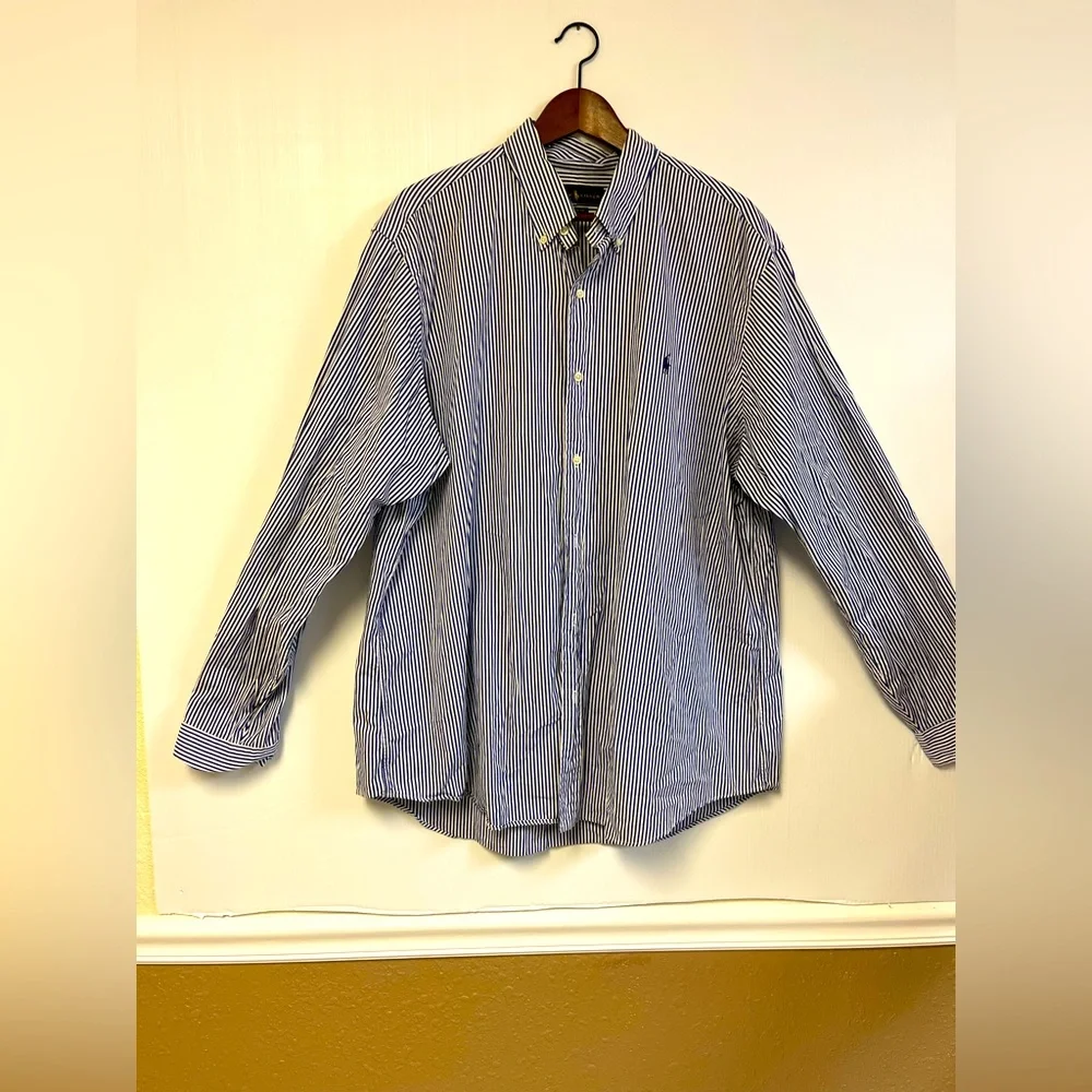 Ralph Lauren Men’s Navy Blue & White‎ Button Down Shirt XXL